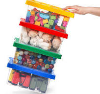 Amazon.com: Eorbow 4 Pack Toy Storage Organizer Bins with Lid, Brick Shaped  Toy Containers, Stackable Plastic Storage Box Set, Clear Toy Chest for ...