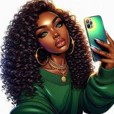 Create a colorful glossy ultra realistic digital airbrush illustration of  an African American beautiful woman She has long deep wavy rainbow colored  hair that is very silky and shiny her attire is