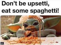 Baby Yoda Memes On Instagram Some Spaghetti Bolognese Please Yoda Funny Yoda Meme Funny Cute Memes