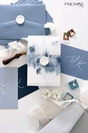 Clesia Wedding Invitation Sets Invitation Kits Invitations Printable Or Printed Dusty Blue Envelopes Wax Seals Vellum Covers Sets Modern Wedding Invitations Wedding Invitation Sets Wedding Invitations