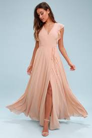 Crescendo Blush Wrap Maxi Dress Dresses Affordable Bridesmaid Dresses Maxi Wrap Dress