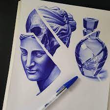 Realistic Blue Ballpoint Pen Drawings In 2021 Ballpoint Pen Art Pen Art Drawings Ballpoint Pen Drawing