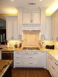 Stunning White Paint And Glaze Range Hood And Cabinets That Really Make A Statement See The Entire Kitch Kitchen Furniture Design Transitional Kitchen Kitchen