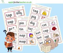 Phase 2 set 1 words with rainbow border. Phonics Word To Picture Match Phase 2 Apple For The Teacher Ltd