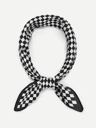 Black And White Checkered Scarf Checker Pattern Bandana Bandana Checkered Pattern Checkered Scarf