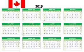 2019 Canada Excel Printable Calendar Printable Calendar Word Printable Calendar Calendar Word