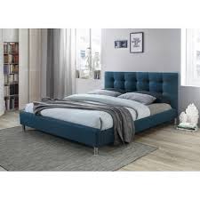 Tête de lit capitonnée en lin l 160 cm | maisons du monde. Lit Bleu 160 En Tissu Avec Tete De Lit Capitonnee Nala 3 Suisses