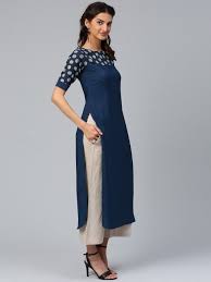 Buy Libas Women Navy Solid Straight Kurta Kurtas For Women