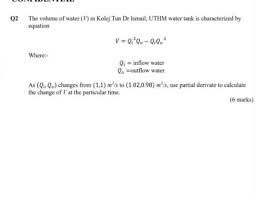 Ismail been one of earlier college built in upm, serdang. Solved Q2 The Volume Of Water 1 In Kolej Tun Dr Ismail Chegg Com