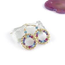 Small Hoop Earrings Amethyst Peridot Rainbow Gemstone Etsy Gemstone Drop Earrings Small Gemstone Earrings Gemstone Hoop Earrings