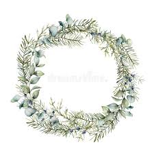 Unlit green artificial wreath with golden orange sunflowers white cream sunflower, lush greenery, twig, white cream sunflower, lush greenery, twig, decorated on the grapevine base, incorporating the bright color and blooming flower.it can bring you a fresh and innovative feeling for every season.artificial golden orange sunflowers, green silk leaves are securely attached to a grapevine. Watercolor Winter Wreath With Juniper And Eucalyptus Branch Hand Painted Berries And Leaves Composition Isolated On White Stock Illustration Illustration Of Composition Drawn 163332092