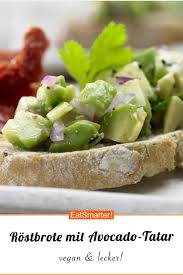 Rostbrote Mit Avocado Tatar Rezept Avocado Tatar Avocado Lebensmittel Essen