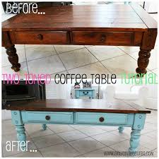 Lalhaveli indian square hand painted design solid red wooden coffee table 18 x 18 x 6 inch. Belle In The Burbs Two Toned Coffee Table Tutorial Painted Coffee Tables Coffee Table Furniture Diy