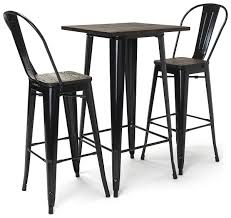 Whether you're content to perch on a barstool, or you prefer leaning back in a comfy counter stool, ethan allen invite friends over for drinks and relax while you watch the game. High Top Bar Table Set 3 Piece Wood And Metal Collection