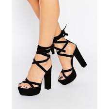 Black Ankle Strap Sandals Heels Truffle Tie Up Block Heel Sandal 46 Liked On Polyvore Featuring Shoes Sandals Black Ankle Strap Sand Black Block Heel Sandals Heels Black Sandals Heels