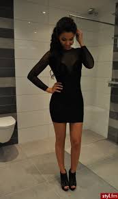 Little Black Dress Mesh Long Sleeve Bodycon Dress Fashion Long Sleeve Bodycon Dress