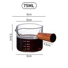 70/75ML Heat-resistant Glass Measuring Cup Jigger for Espresso Coffee Ounce  Cup with Wooden Handle | Shopee Philippines