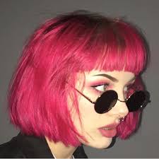 The cut is gorgeous and the color is so bold and vivid. Nightclub Wig Female Short Hair Bobo Head Air Bangs Fashion Net Red Bright Red Short Straight Hair Fluffy Face Breathable