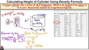 How To Calculate The Height Of A Cylinder Using The Density Formula Chemistry Class In The Heights Formula