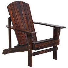 Outsunny Outdoor Classic Wooden Adirondack Deck Lounge Chair With Ergonomic Design A Built In C Traditional Adirondack Chairs Outdoor Chairs Adirondack Chair