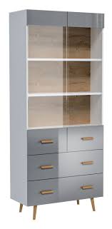 Schubladenschränke in grau billig bestellen seit langem verabschieden sich grau von seiner mausecke und sind zur standardfarbe für viele möbel. Vitrine Hohgant 11 Farbe Weiss Grau Hochglanz 209 X 90 X 42 Cm H X B X T