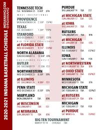 The official athletic site of the fighting irish. Printable 2020 2021 Indiana Basketball Schedule Pdf Hoosiers