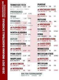 1 basketball recruit in the class of 2021, is set on picking a college to play at next season. Printable 2020 2021 Indiana Basketball Schedule Pdf Hoosiers