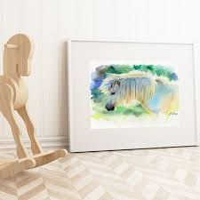 Watercolor White Horse Print Watercolor Miniature Horse Etsy Watercolor Horse Horse Watercolor Art Animal Art Prints