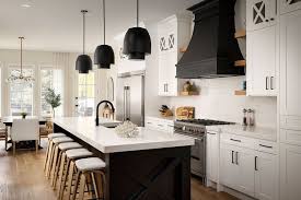 White Cabinets Black Cheap Island