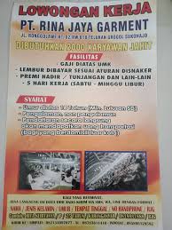 Informasi lowongan kerja wilayah jawa tengah dan daerah istimewa yogyakarta. Lowongan Kerja Pt Rina Jaya Garment Sukoharjo Disnaker Wonogiri