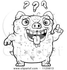 The monsters coloring pages are a good way to introduce mythical animals, obnoxious creatures and contemporary cartoons in your child's everyday life. Cartoon Clipart Of An Outlined Confused Ugly Pig Black And White Vector Coloring Page By Cory Thoman 1129813