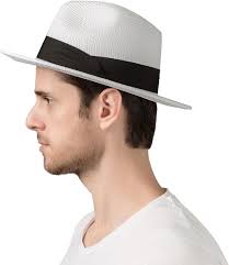 Buy Lanzom Men Wide Brim Straw Foldable Roll up Hat Fedora Summer Beach Sun  Hat UPF50+ (Style B-White, Medium Size:Fit for 22.5"-23") at Amazon.in