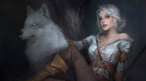 Women, fantasy girl, wolf, white, white hair, headband, windy. Ciri Art Raypier Fantasy Luminos The Witcher Wolf White Girl Hd Wallpaper Peakpx