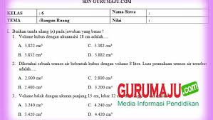 Soal matematika kelas 6 sd untuk persiapan uasbn mulai dari operasi hitung bilangan akar dan pangkat mengenal bangun datar dan ruang kunci. Soal Uh Ph Mtk Kelas 6 Bangun Ruang Campuran Kurikulum 2013 Revisi 2018 Guru Maju