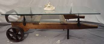 Antique coffee table with bronze contour and ornaments, white carrara marble top and lozenge pattern marquetry. Hand Truck Coffee Table Modern Rustic