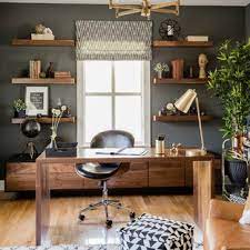 Study room decoration should be simple and should not have elements of distractions, and the best color for study room according to vastu are pale green, off white, grey and turquoise. 75 Beautiful Study Room With Gray Walls Pictures Ideas July 2021 Houzz