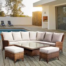 Enjoy your garden for years to come, with rattan garden furniture. Laytona Brown Rattan Corner Garden Set Rattan Garden Set Corner Garden Sofa