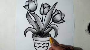 How To Draw A Flower Pot Charcoal Drawing And Shading Youtube how to draw a flower pot charcoal drawing and shading
