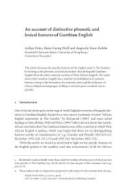 Specific effects of world war 1: Pdf An Account Of Distinctive Phonetic And Lexical Features Of Gambian English