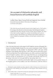 Speech, hearing and phonetic sciences, ucl (university college london). Pdf An Account Of Distinctive Phonetic And Lexical Features Of Gambian English