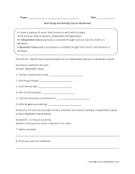 Identifying And Writing Clauses Worksheet Worksheets 8th Grade Reading Clause
