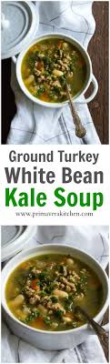 Ground Turkey White Bean Kale Soup This Ground Turkey White Bean Kale Soup Is Incredibly Delicious C White Bean Kale Soup Kale Soup Soup Recipes Slow Cooker