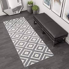 Tapiso Laufer Brucke Flur Teppich Muster Karo Modern In Grau Weiss 120 X 50 Cm Teppich Teppich Flur Teppich Schwarz Weiss