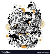 Background With Decorative Fish Image For Design Vector Image On Vectorstock Fish Graphic Graphic Design Art Composition Design