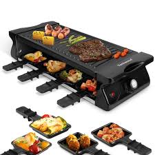 Techwood Electric Raclette Grill For 8 Person Raclette Grill Bbq Grill Keep Food Warm