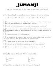A lot of individuals admittedly had a hard t. Jumanji Movie Questionnaire Esl Worksheet By Harveyj