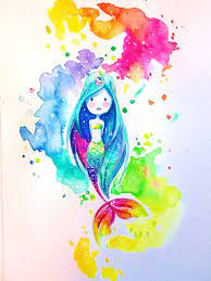 Illustration Aquarelle Sirene Licorne Arc En Ciel Watercolor Mermaid Unicorn Rainbow Peinture Licorne Arc En Ciel Dessin Illustration