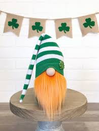 Awesome novelty gnome design for st.patrick's day. Green Striped Leprechaun Gnome With An Orange Beard Irish Gnomes Adorable St Patrick S Day Gnome Www Home St Patricks Crafts Irish Decor Spring Decor Diy