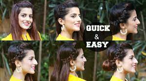 The hairdo is styled in the half up style. 6 Quick Easy Indian Hairstyles For Medium To Long Hair Perfect Side Hair Poof No Teasing Youtube