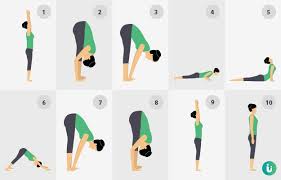 That most familiar of asana sequences, surya namaskar (sun salutation) is as rich in symbolic and mythic overtones as it is in physical benefits. Surya Namaskar Sun Salutation Steps Benefits Asana Mantra